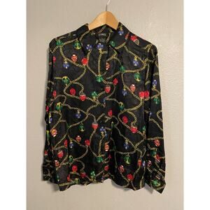 Vintage Studio 3000 Womens Top Small Mixed Media Silk Satin Art to Wear 90s FLAW